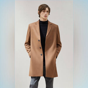 COS Men's Wool Coat Knee Lenght Minimalistic Camel Colour Classic Size EUR50
